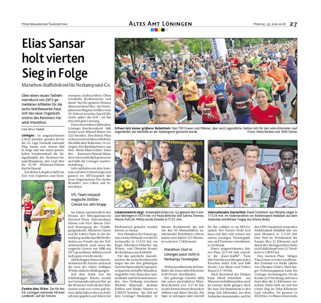zum Bild: Bericht der Münsterländischen Tageszeitung vom 25.06.2018.