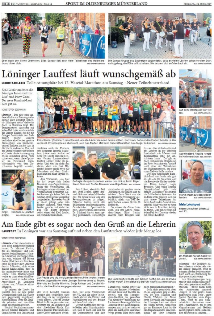 zum Bild: Bericht der Nordwest-Zeitung vom 24.06.2019, Seite 1.