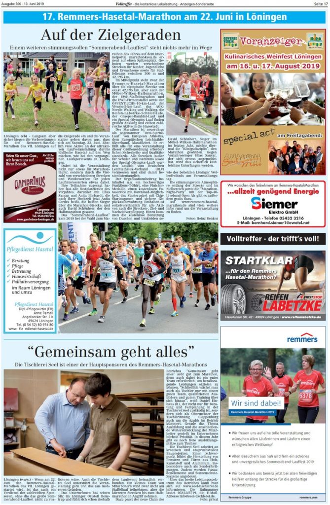 zum Bild:Bericht im Volltreffer - Die Lokalzeitung vom 13.06.2019.