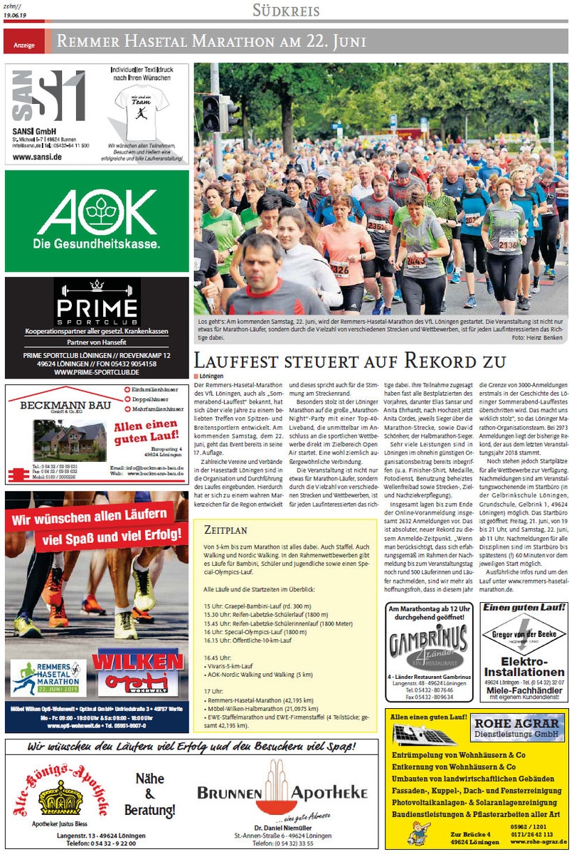 zum Bild: Bericht Cloppenburger Wochenblatt vom 19.06.2019, Seite 1.