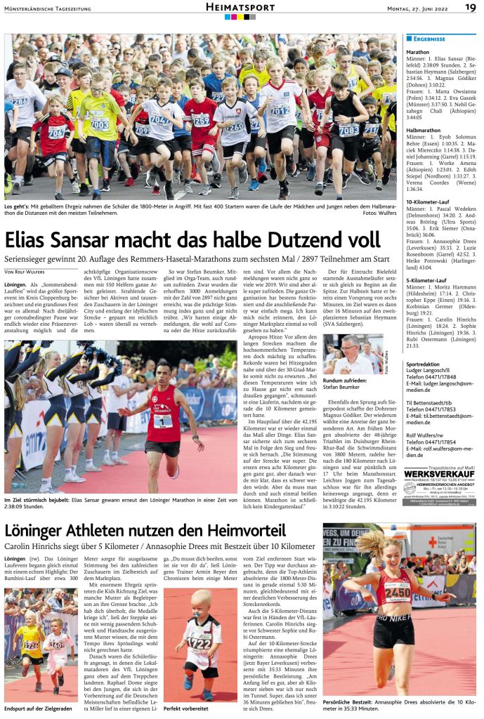 zum Bild:Bericht der Münsterländischen Tageszeitung vom 27.06.2022.